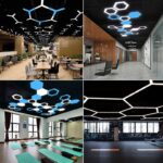 led hexagonal ceiling light office pendant lamp black and white ceiling lamp